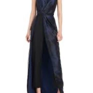 NWT Elegant Night Blue Evening Walkthru Jumpsuit/Gown Sz 0